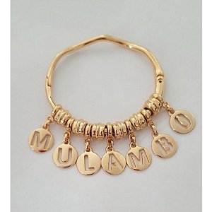 Bracelete Folheado 18k Pombogira Maria Mulambo Guardiã Umbanda Candomblé