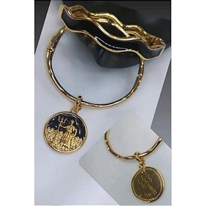 Bracelete Folheado Exu Bara Guardião Umbanda Camdomble