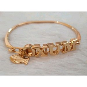 Bracelete Folheado Orixá Oxum Yeyeo Dourado Prateado Umbanda Candomblé - Dourado Peixe e Figa