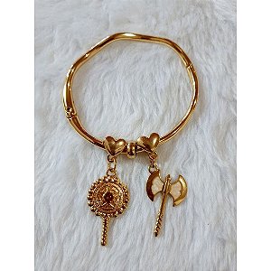 Bracelete Folheado Orixa Xango Oxum Oshe e Abebe Umbanda Candomblé