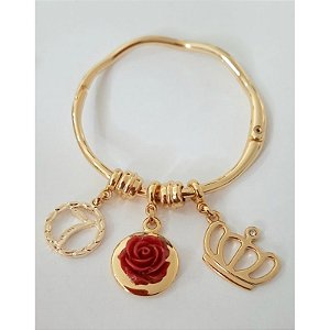 Bracelete Folheado Pombogira Dona 7 Rainha Coroa Rosa Umbanda Candomblé