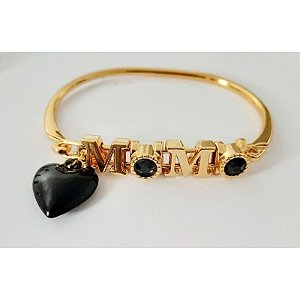Bracelete Folheado Pombogira Maria Mulambo Coração Preto Umbanda Candomblé