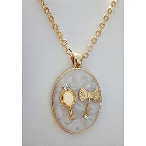 Cordao Medalhão Luxo Oxum Xango Candomblé Umbanda
