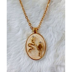 Cordão Medalhão Luxo Oxumarê Iemanja Umbanda Candomblé