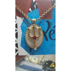 Cordão Medalhão Luxo Tridente Rainha Umbanda Candomblé