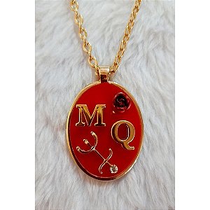 Cordão Medalhão Luxo Vermelho Maria Quitéria Pombogira Umbanda Candomblé