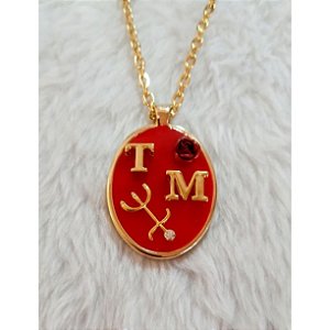 Cordão Medalhao Luxo Vermelho Tata Mulambo Umbanda Candomblé