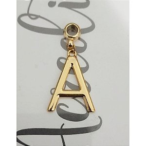 Pingente Berloque Folheado Letras Alfabeto Dourado