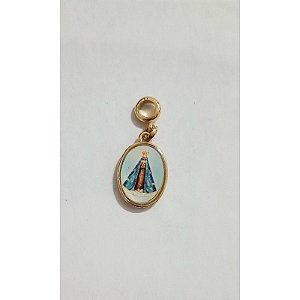 Pingente Berloque Folheado Medalha Nossa Senhora de Aparecida Dourado