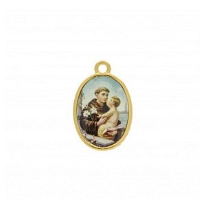 Pingente Berloque Folheado Medalha Santo Antônio Dourado