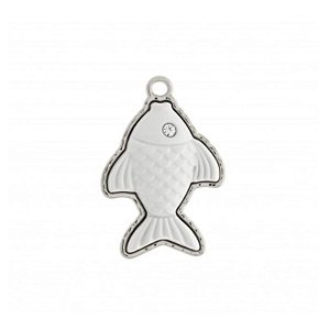 Pingente Folheado Peixe Branco Prateado