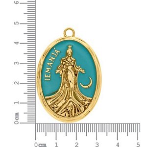 Pingente Luxo Iemanja Resinado Dourado