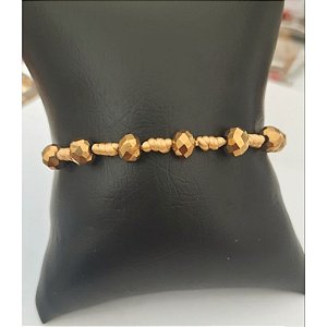 Pulseira 7 Cristais Ouro Nó Dourada Prosperidade