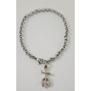 Pulseira Aço Pingente Tridente Banhado Pombogira Proteção Umbanda Candomblé