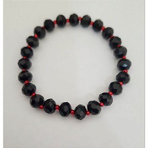 Pulseira Cristal Preta e Vermelha Laroye