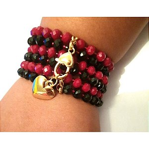 Pulseira Cristal Preto Vermelho Pombogira Umbanda Candomblé