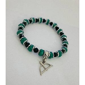 Pulseira Cristal Verde Escuro Medio Orixa Oxossi Ofá Umbanda Candomblé