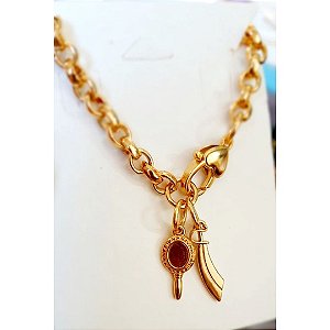 Pulseira Dourada Orixá Ogum Oxum Umbanda Candomblé