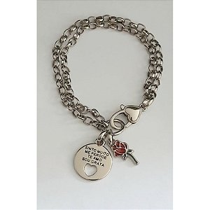 Pulseira Hoponomo Rosa Vermelha Prateada
