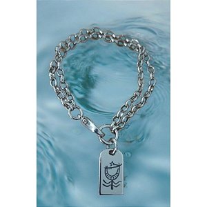 Pulseira Prateada Placa Iemanja Rainha Umbanda Candomblé