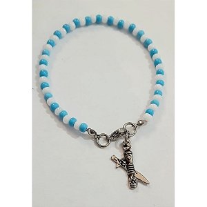 Pulseira Micanga Importada Orixa Oxaguian com Pingente Umbanda Candomblé.
