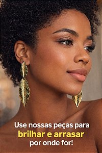 Brinco Aço Folheado Folhas