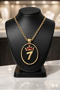 Cordão Medalhão Luxo Dona 7 Pombogira Rainha Umbanda Candomblé