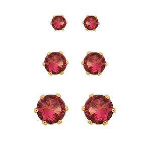 BRINCO TRIO SOLITÁRIO ZIRCÔNIA ROSA