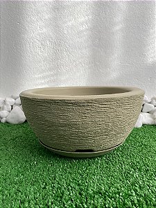 Vaso de Planta Bacia com Prato Bege 12x26