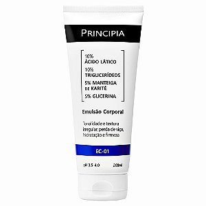Emulsao Corporal 10% Acido Latico + Mix de Ativos Hidratantes Principia Skincare EC-01 com 200ml