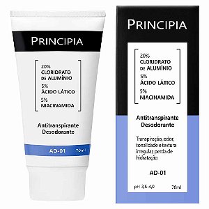 Antitranspirante Desodorante 5% Acido Latico + 5% Niacinamida Principia Skincare AD-01 com 70ml
