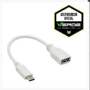 Cabo Adaptador OTG - USB-A / Type-C - Branco - Verde