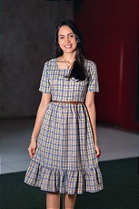 Vestido Xadrez Isabel Gola Quadrada