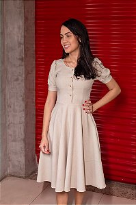 Vestido de Linho Helena Nude