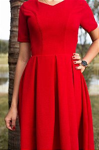 Vestido de Pregas Alice Vermelho