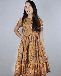 Vestido de Babados Gianna Terracota