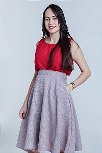 Saia Xadrez Príncipe de Gales Rosa