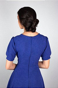 Vestido de Linho Helena Azul Royal