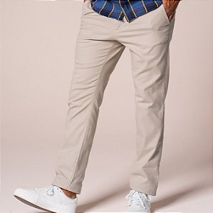 Calça Sarja Masculina Slim Fit c/ Elastano - Areia