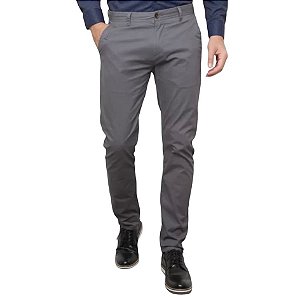 Calça Sarja Masculina Slim Fit c/ Elastano - Cinza