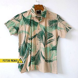 Camisa Comfort com Estampa Floral - Amarelo e Verde