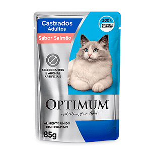 Ração Úmida Optimum Sachê Gatos Adultos Castrados Salmão 85 g