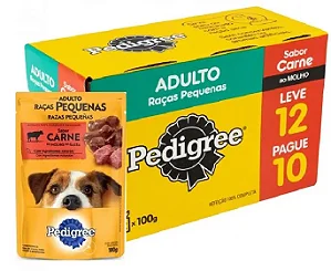 Ração Úmida Pedigree Sache Adulto Raças Pequenas Sabor Carne Ao Molho - 100 G - Pague 10 Leve 12