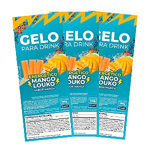 Etiqueta para Gelo de Sabor Energético Mango Louko - 50 Unidades