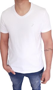 Camiseta Gola V Algodão Elastano Coleção Casual Cavalo