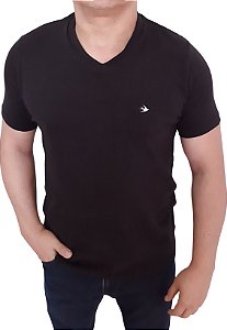 Camiseta gola V Algodão Elastano Coleção Casual Andorinha
