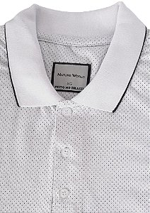 Polo piquet  maquinetada algodão políester cor branco coleção elegance arara