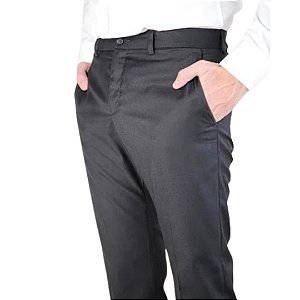 Calça alfaiataria poliviscose social lisa masculina cor preta