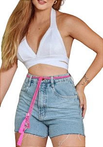 Bermuda Jeans Barra Desfiada