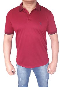 Polo em piquet furta cor bicolor bordô/azul marinho viscose/poliéster coleção elegance arara
